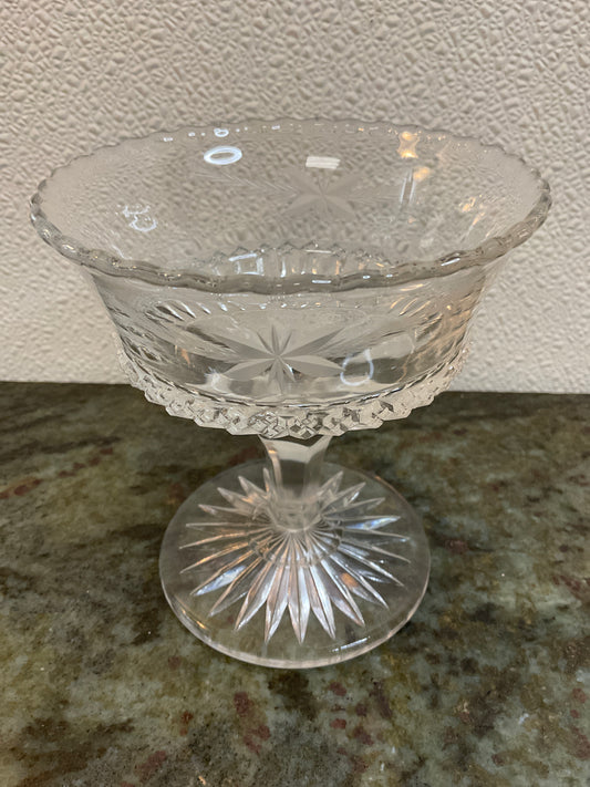 UV Early American Pattern Glass Compote