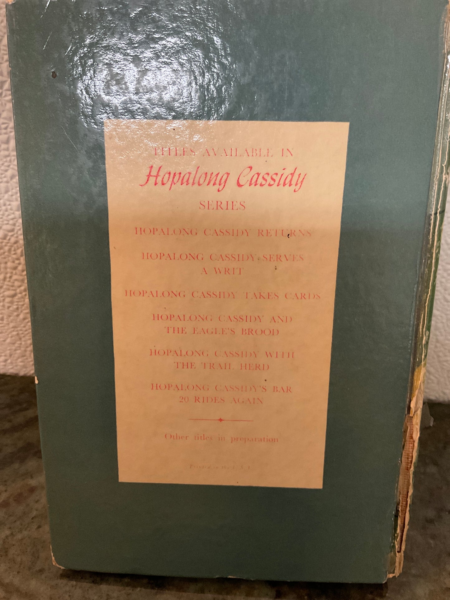 Hop along Cassidy Takes Cards book.