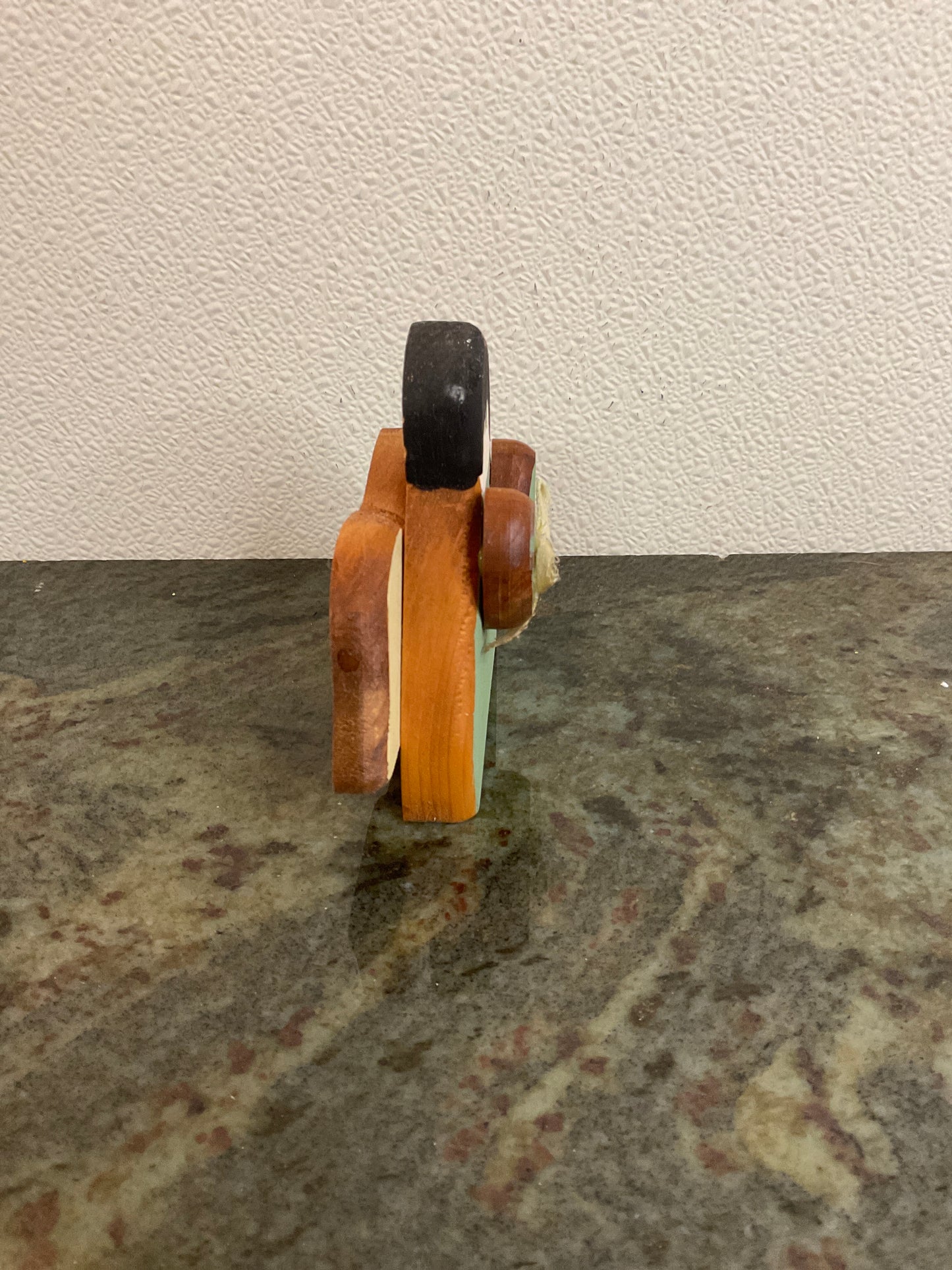 Wood Handmade Angel Painted Green