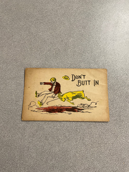 Vintage Post Card “Don’t Butt In”