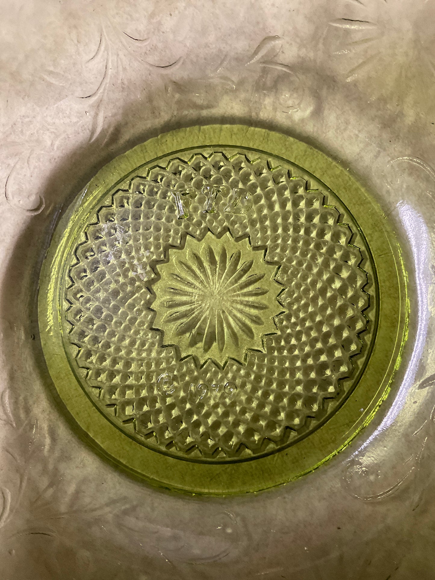 FTD 1979 Green Floral Serving Bowl