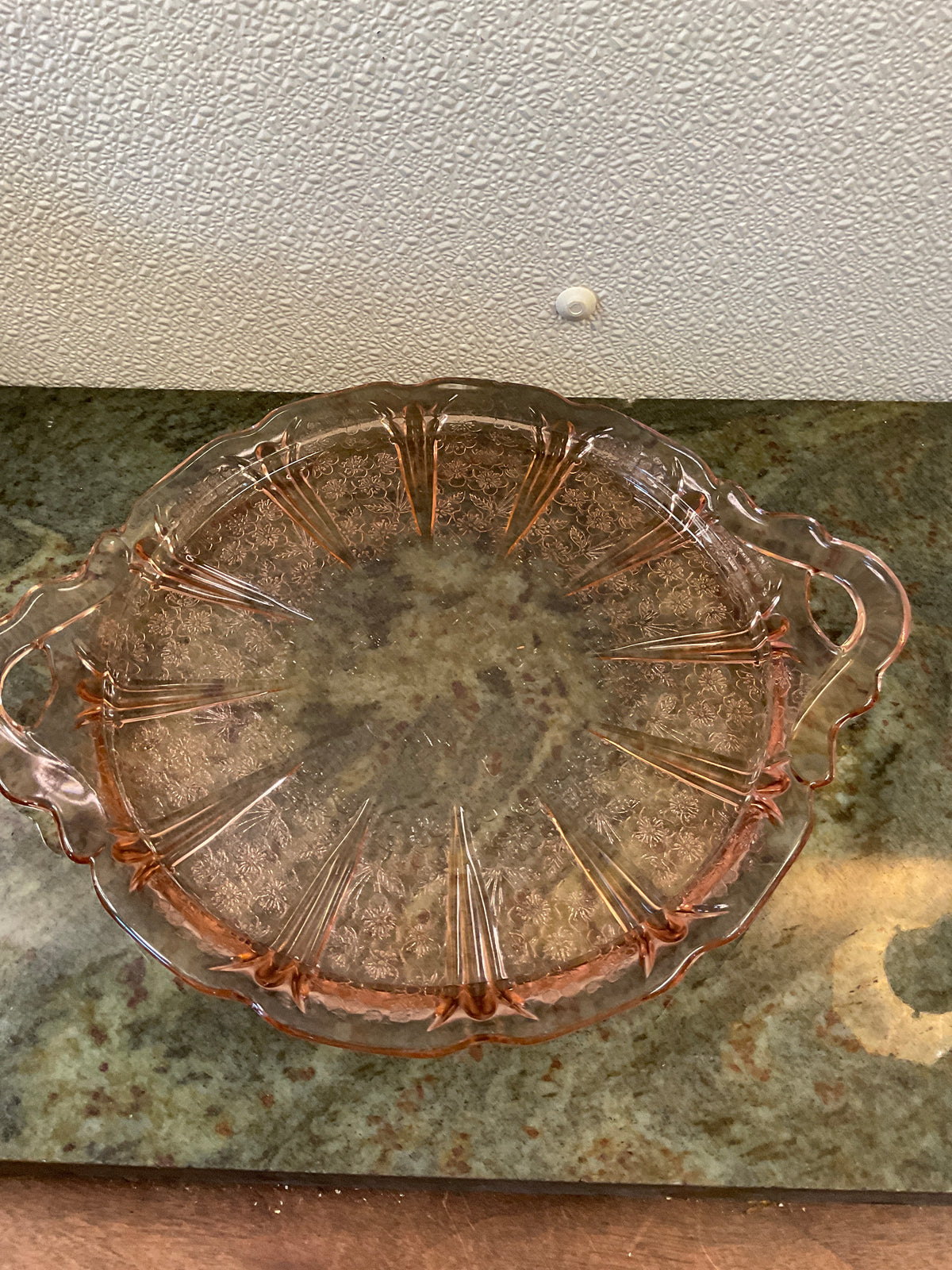 Vintage Floral Pink Depression Serving Plate
