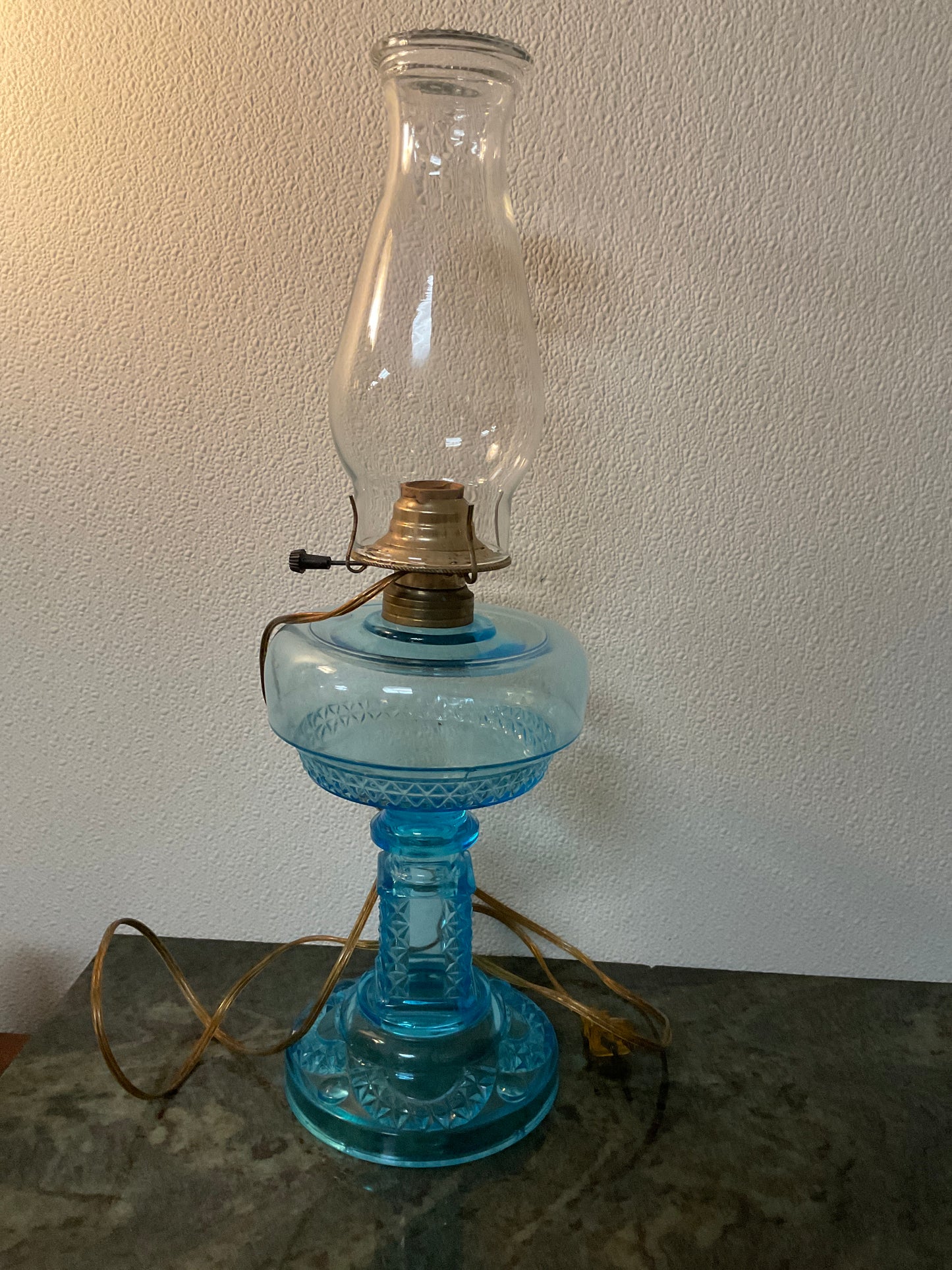 ‘Electric’ Oil Lamp Blue Glass