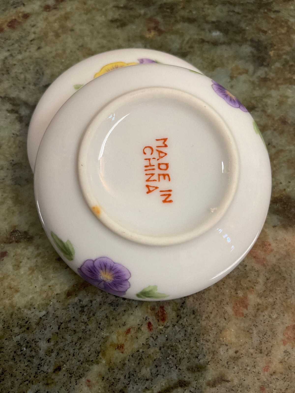 Porcelain  Pansy Trinket Box