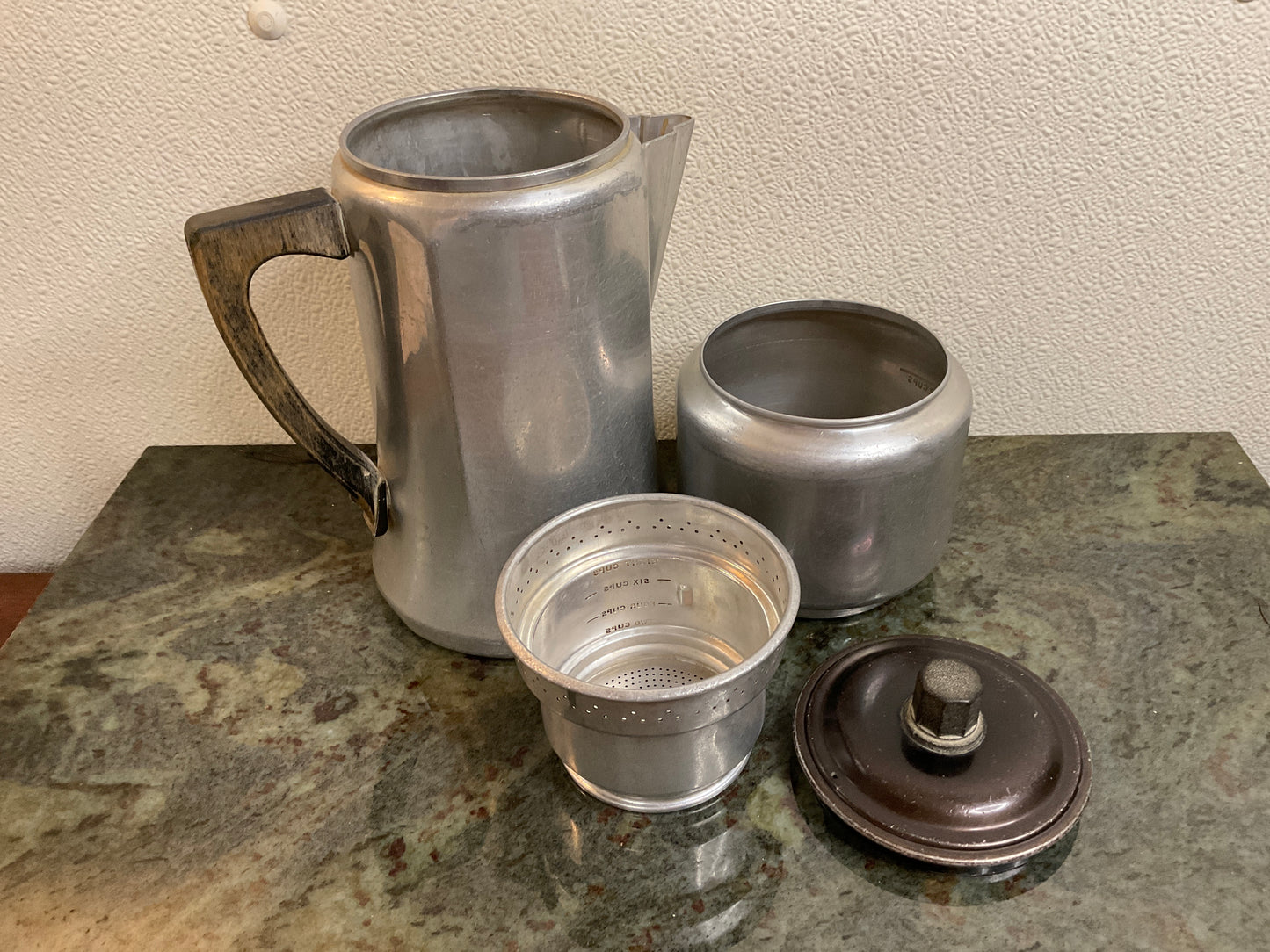 Vtg Aluminum Drip Stovetop Coffee Pot