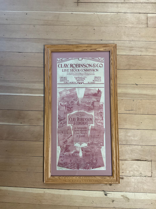 Clay Robinson & Co Livestock Commission Framed Original Poster