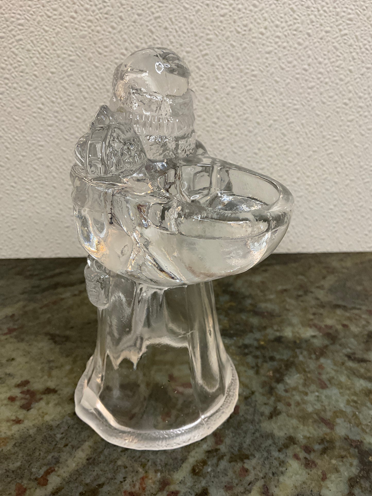 Crystal Clear Santa with Present Bag Tea Light Holder