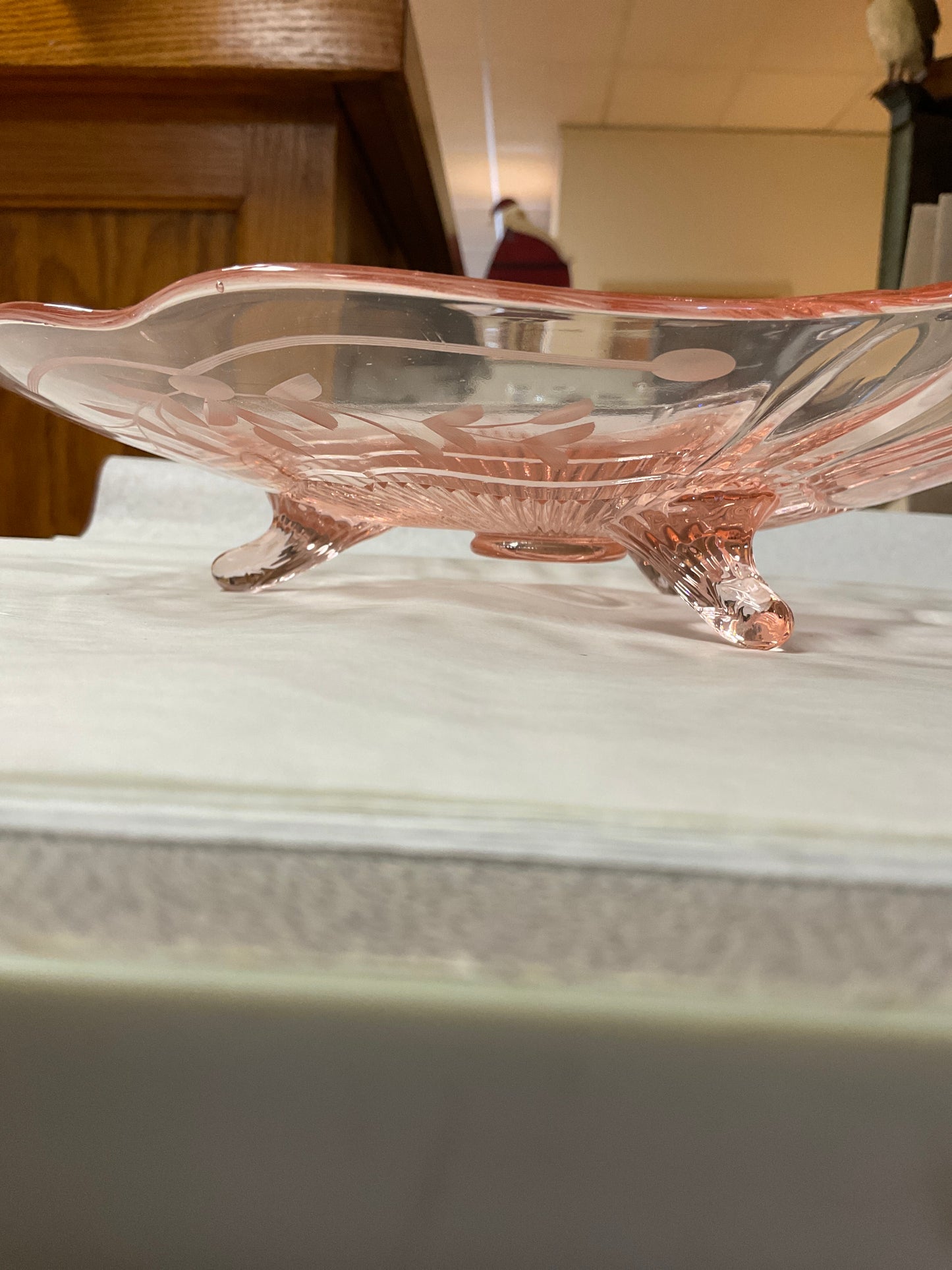 Depression Glass Pink Footed Dish