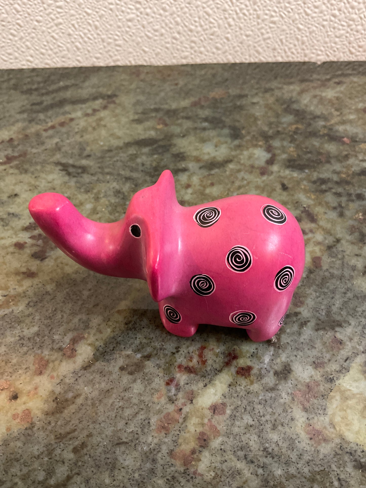 Pink Elephant Stone Figurine