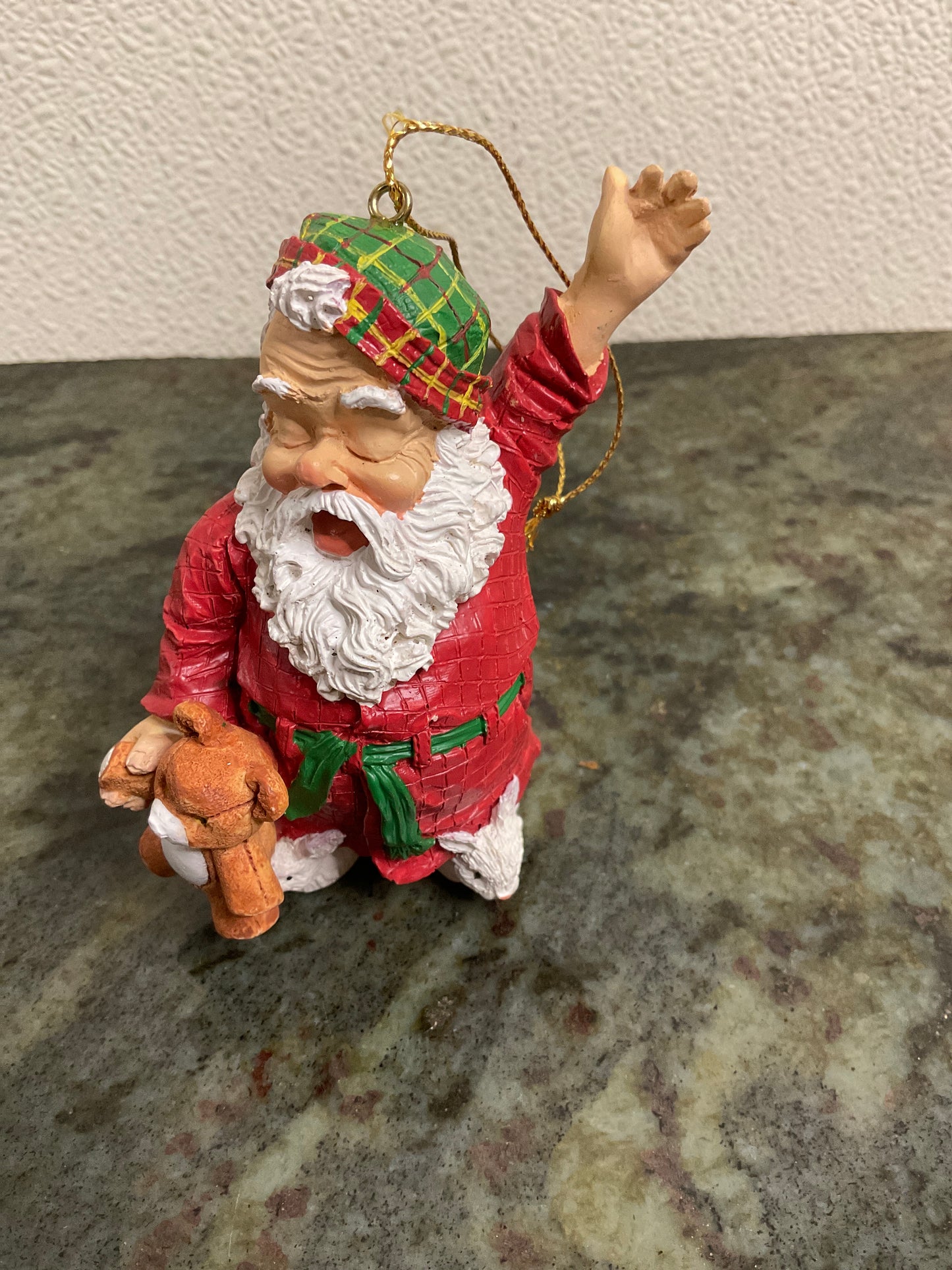 Vintage Waking Santa Ornament