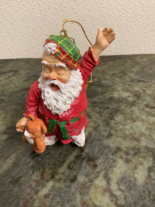 Vintage Waking Santa Ornament