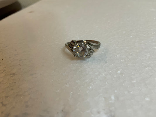 Silvertone Cubic Zirconia Ring