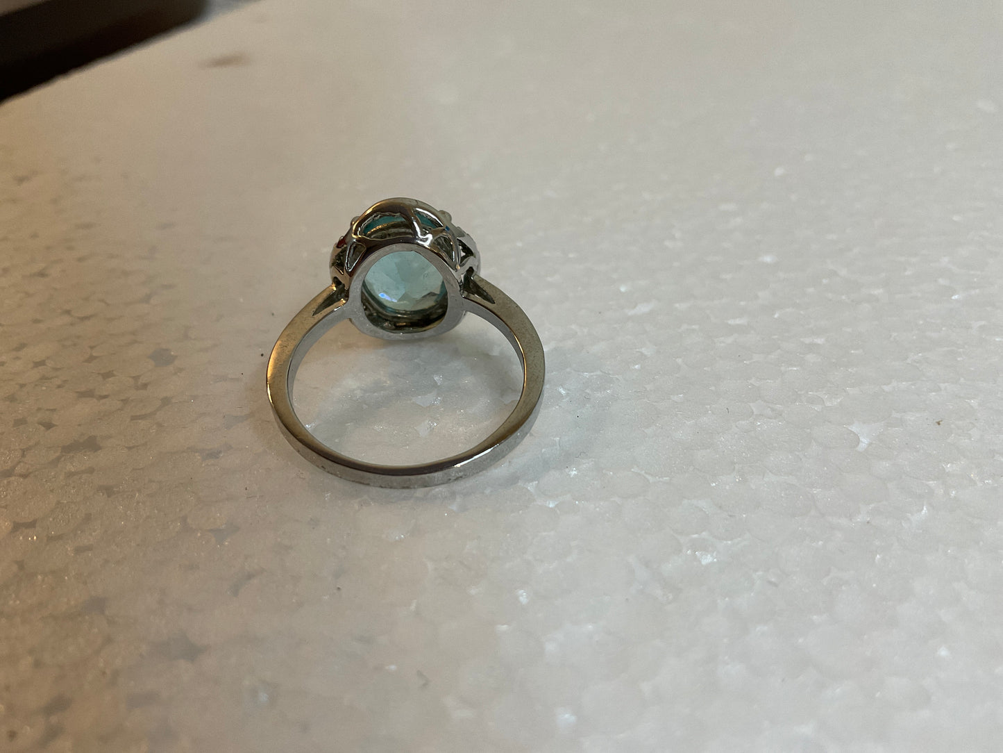Silvertone Oval Blue Topaz Gemstone Ring