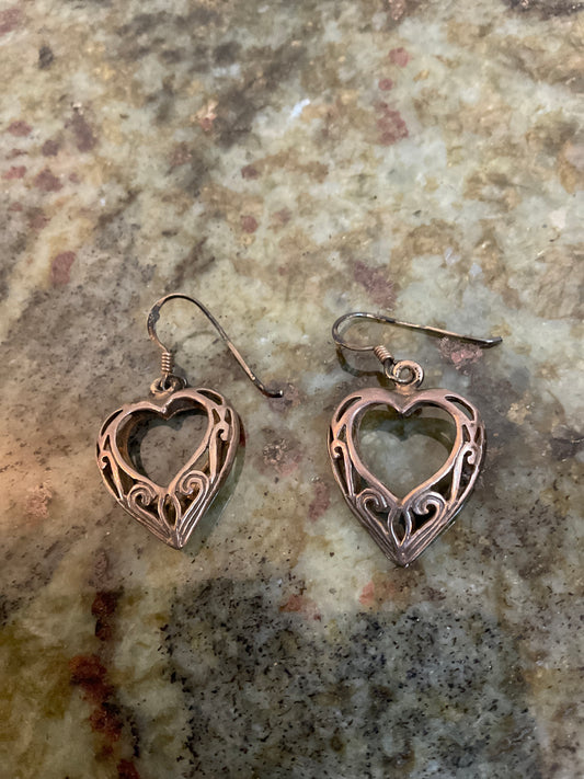 Sterling Silver Open Heart Drop Earrings