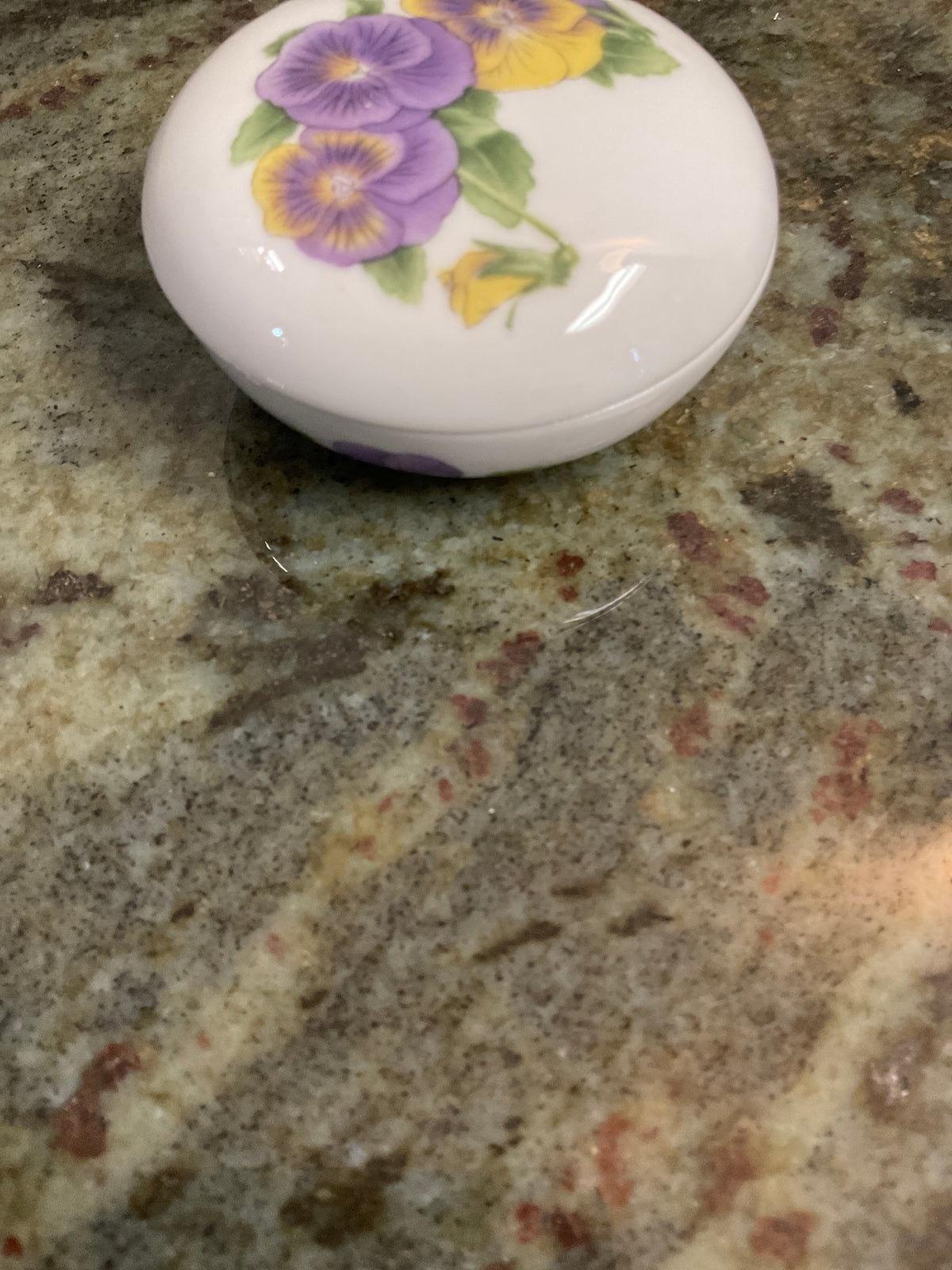 Porcelain  Pansy Trinket Box