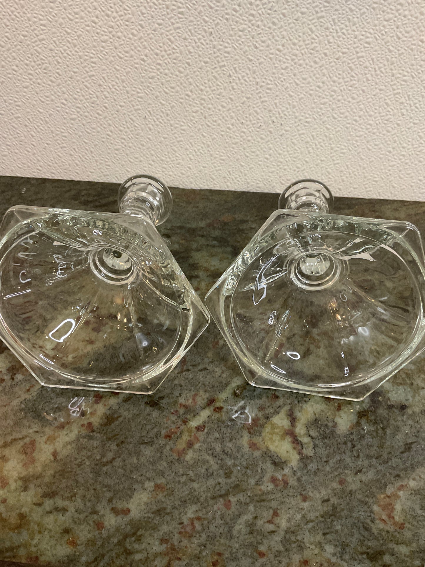 Vintage Crystal  Clear Glass Candlestick Holders