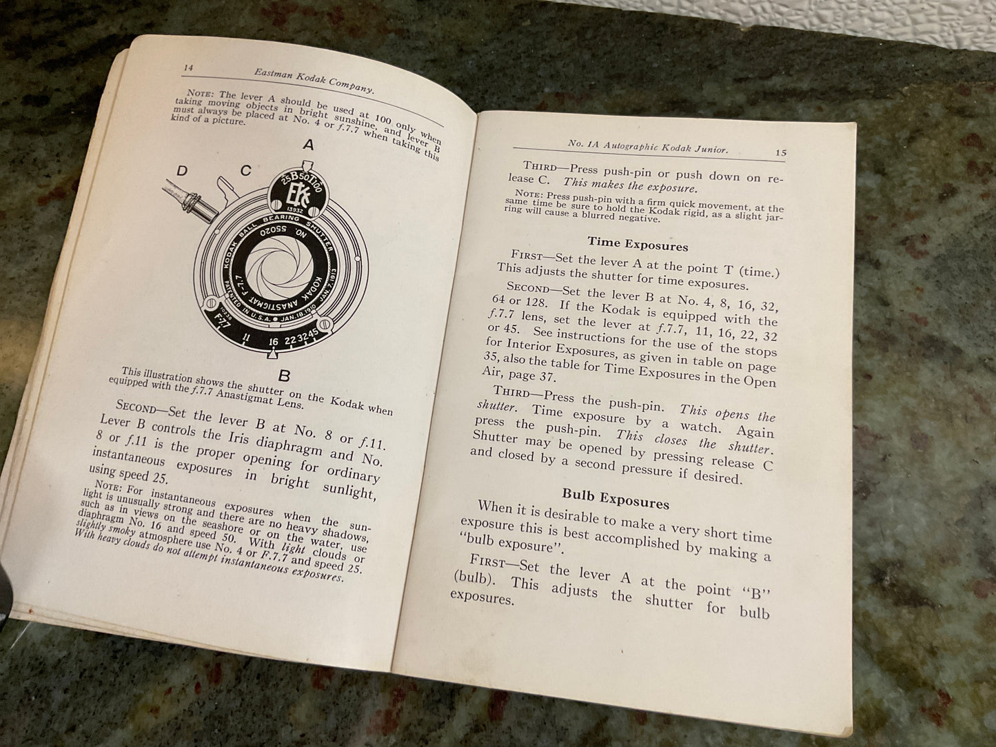 1919 Kodak Junior Camera Instruction Book