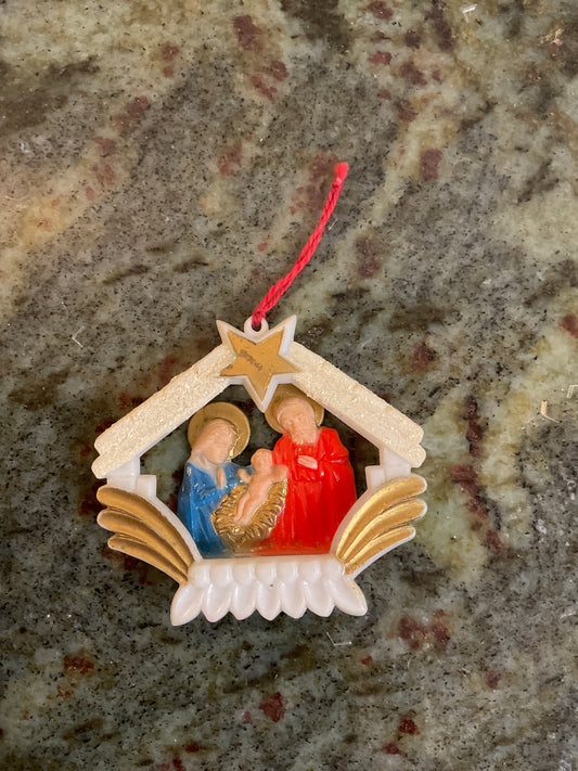 Vintage Plastic Nativity Ornament