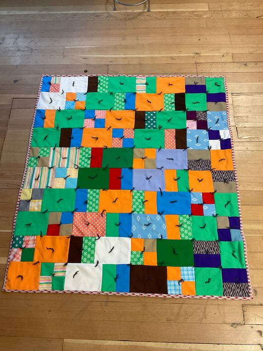 Vintage Tie Lap Quilt 48”x54”