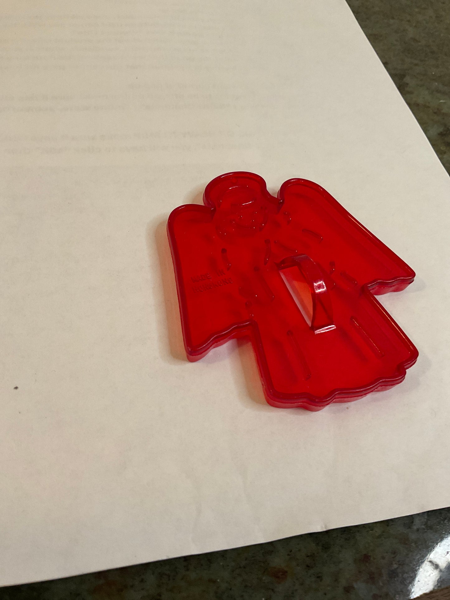 Red Plastic Angel Cookie Cutter