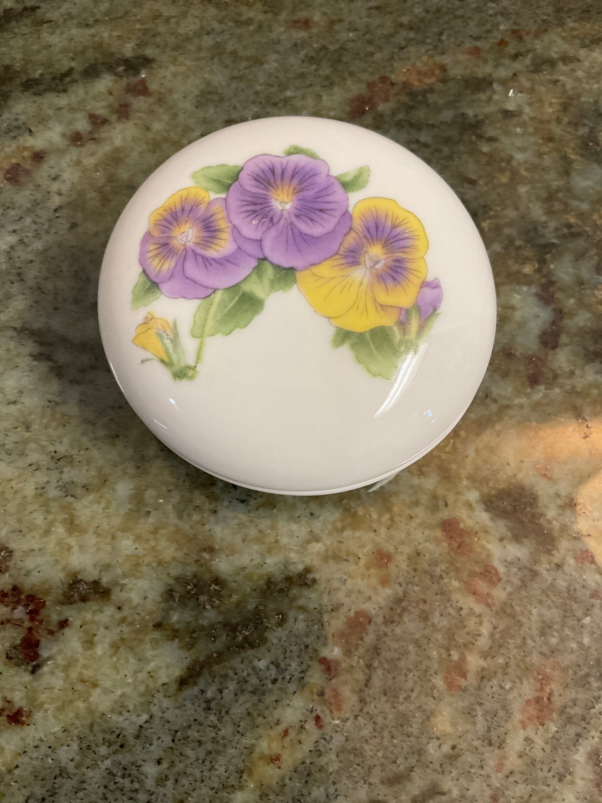 Porcelain  Pansy Trinket Box