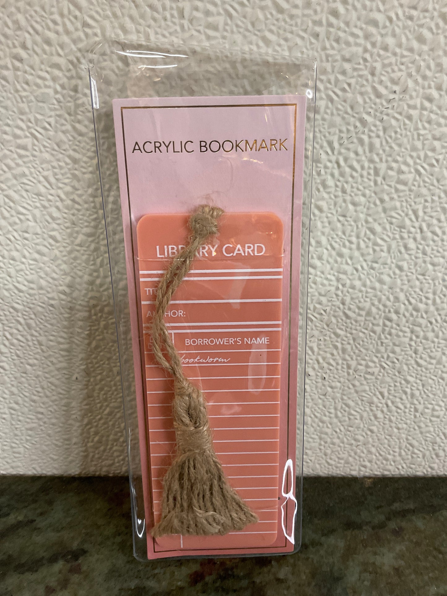Peach Library Card Acrylic Bookmark