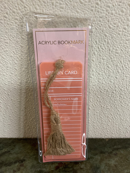 Peach Library Card Acrylic Bookmark