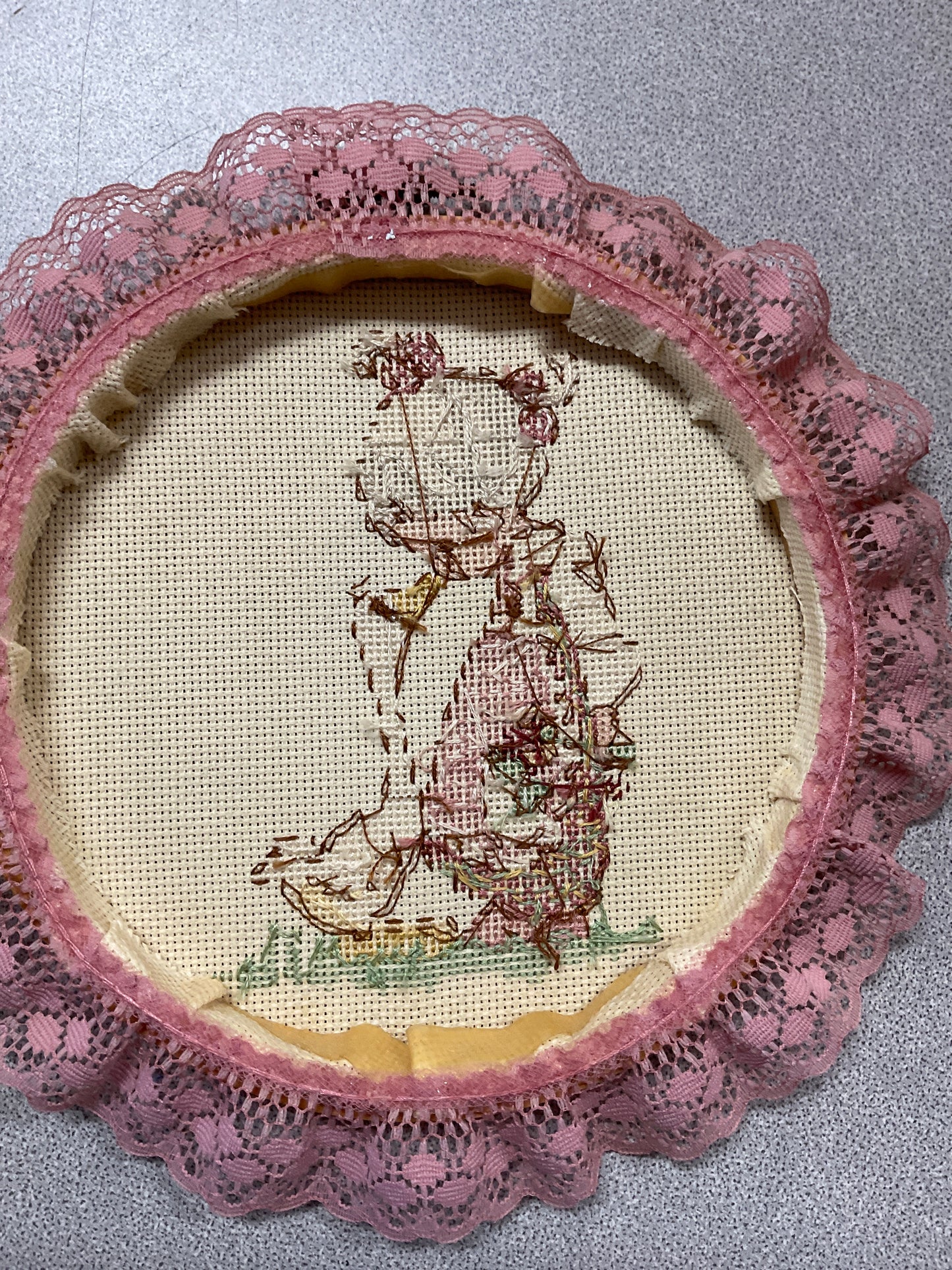 Hand Cross stitched Precious Moments picture