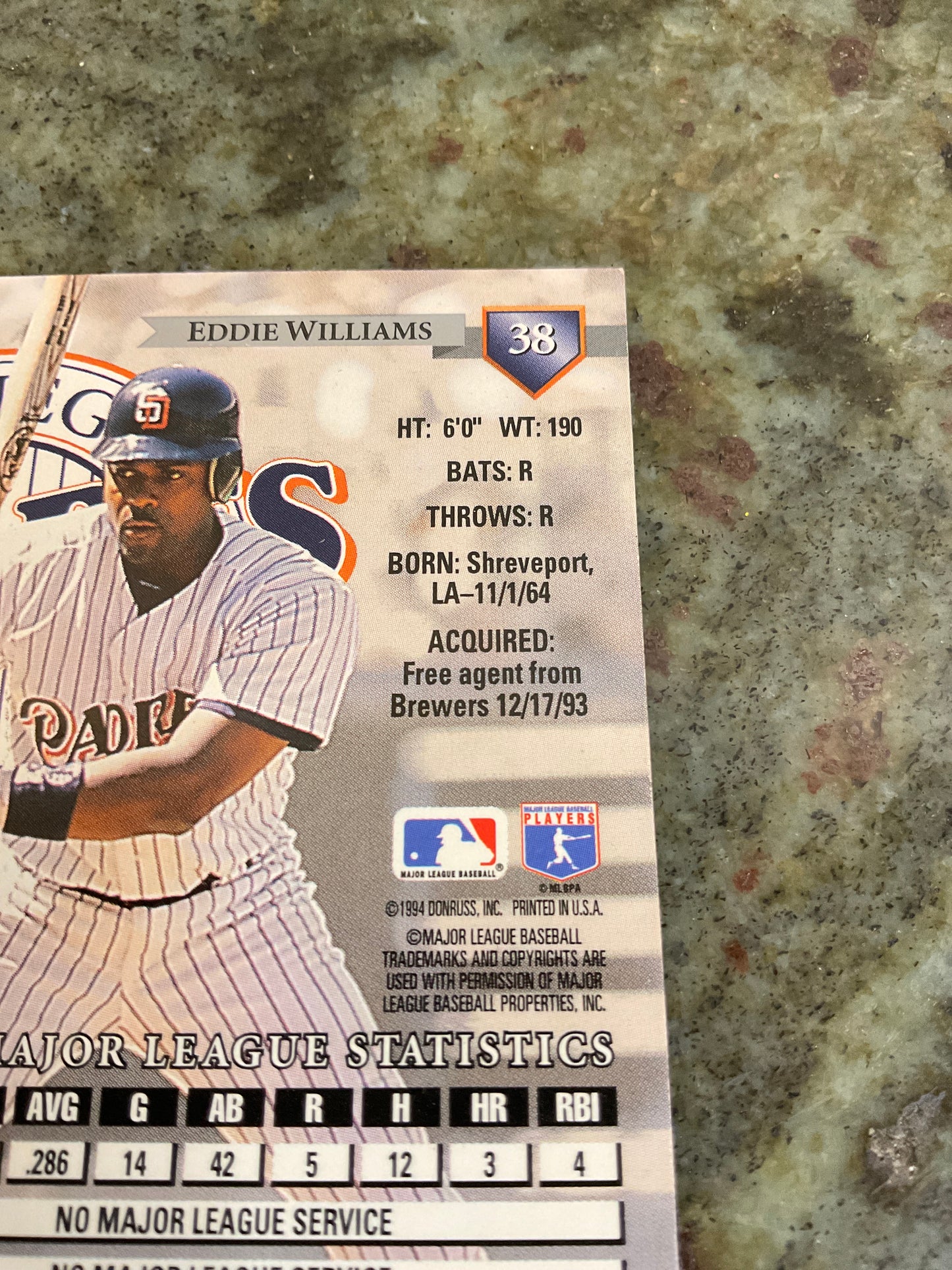 Eddie Williams 1994 Dunross Baseball Card
