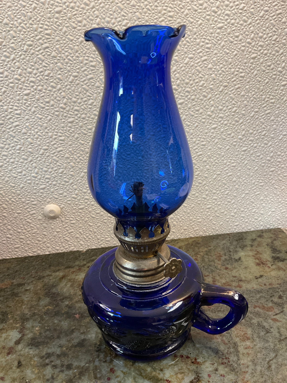 Cobalt Blue Miniature Oil Lamp