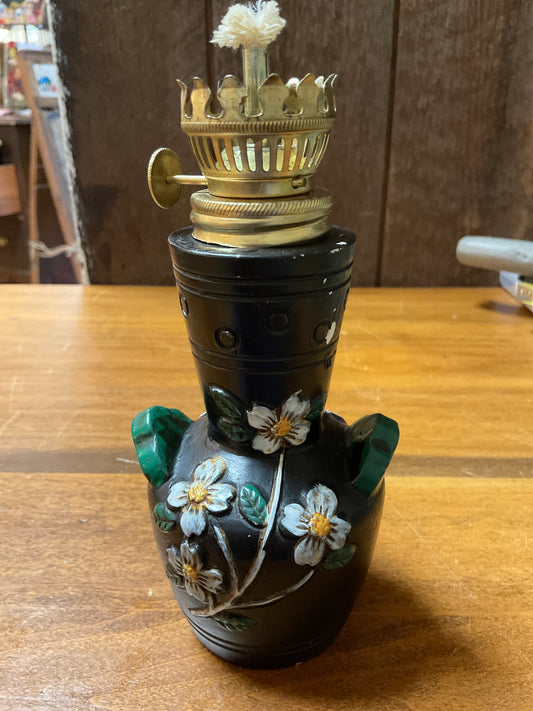 Vtg Mini Oil Lamp W/Flowers Made in Japan