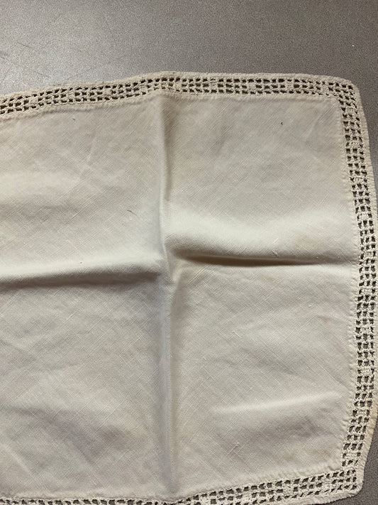 Vintage Crocheted Edge Linen Doily