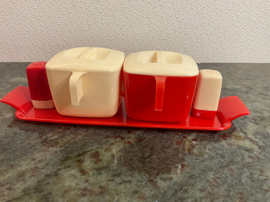 Vintage Sugar/Creamer & Salt/Pepper/Tray