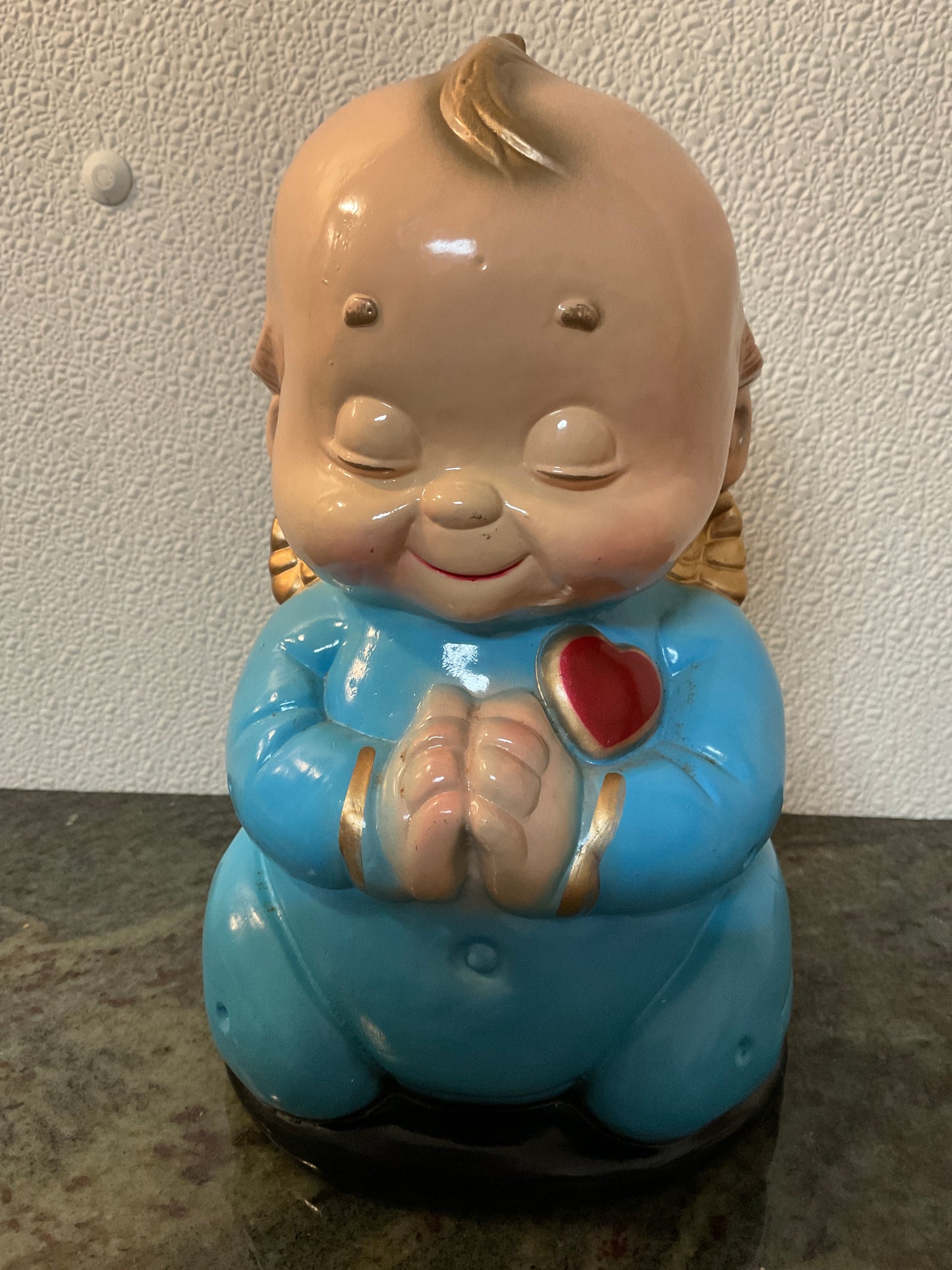 Praying Kewpie Bank Blown Resin