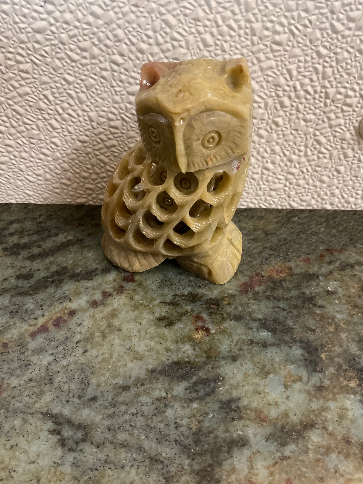 Soapstone Carved Owl inside another Owl