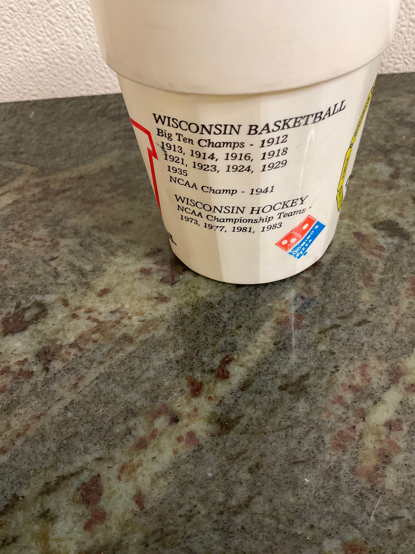 Vintage Domimos Pizza  Wisconsin Badger Big 10 Cup