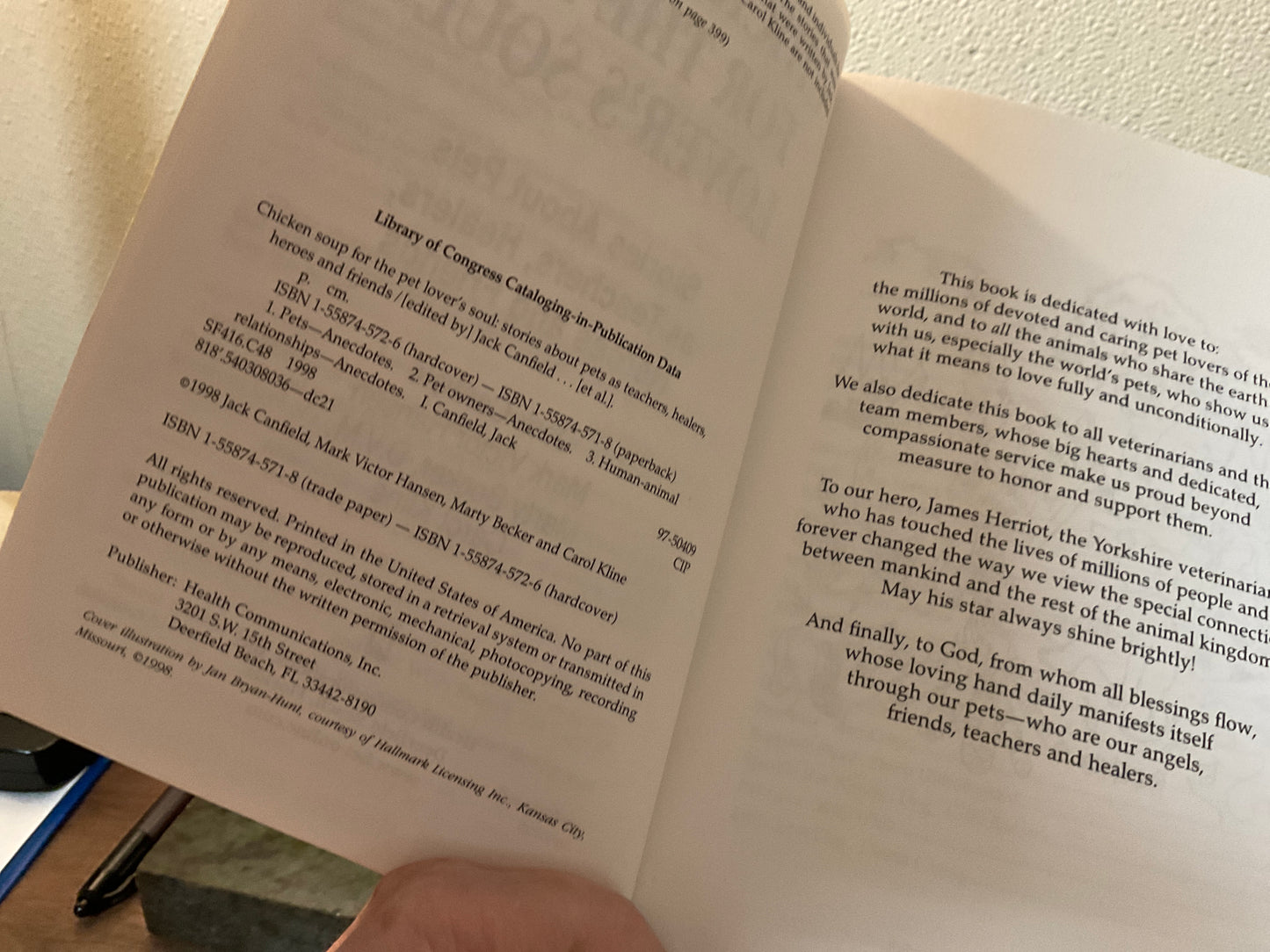 Book ‘Chicken Soup for the Pet Lover’s Soul’ 1998