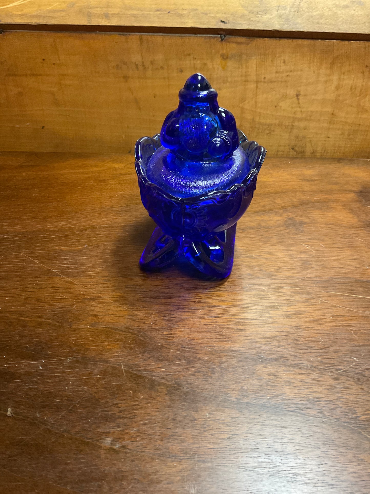 Vintage Blue Glass Santa