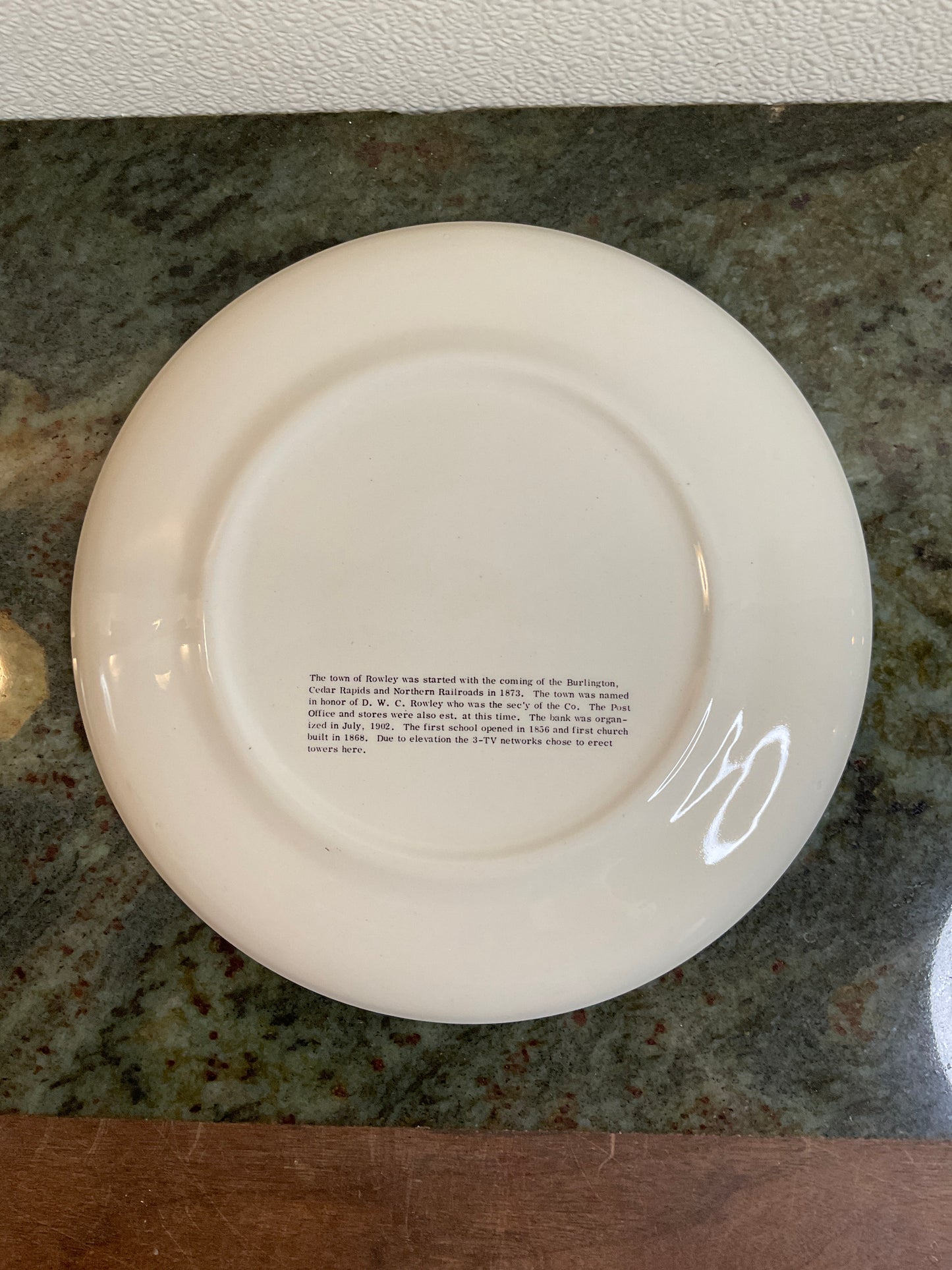 Rowley IA Centennial Plate 1873-1973