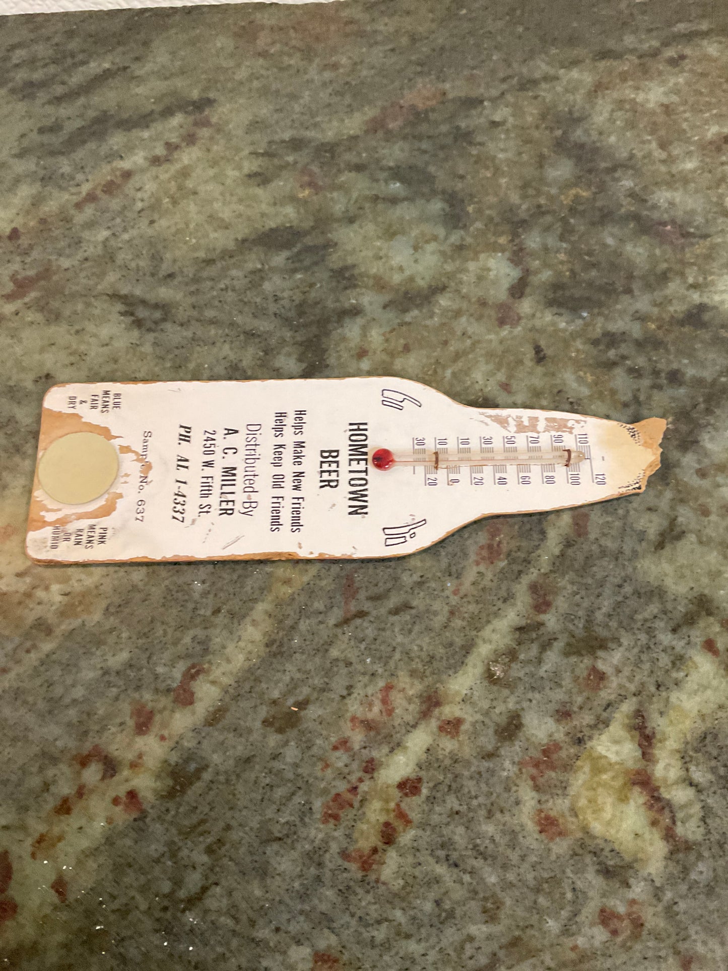 Vintage Hometown Beer Thermometer