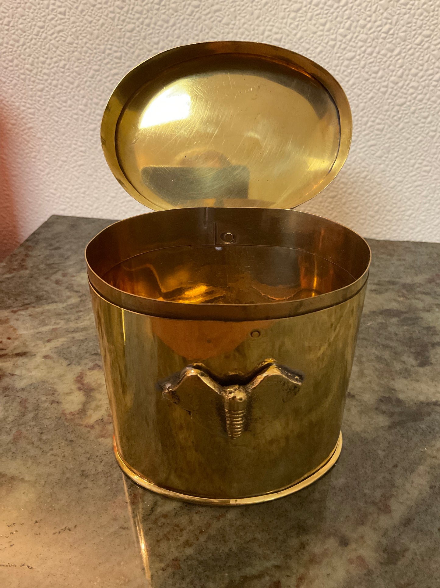 Brass Trinket Canister w/Butterfly Emblem