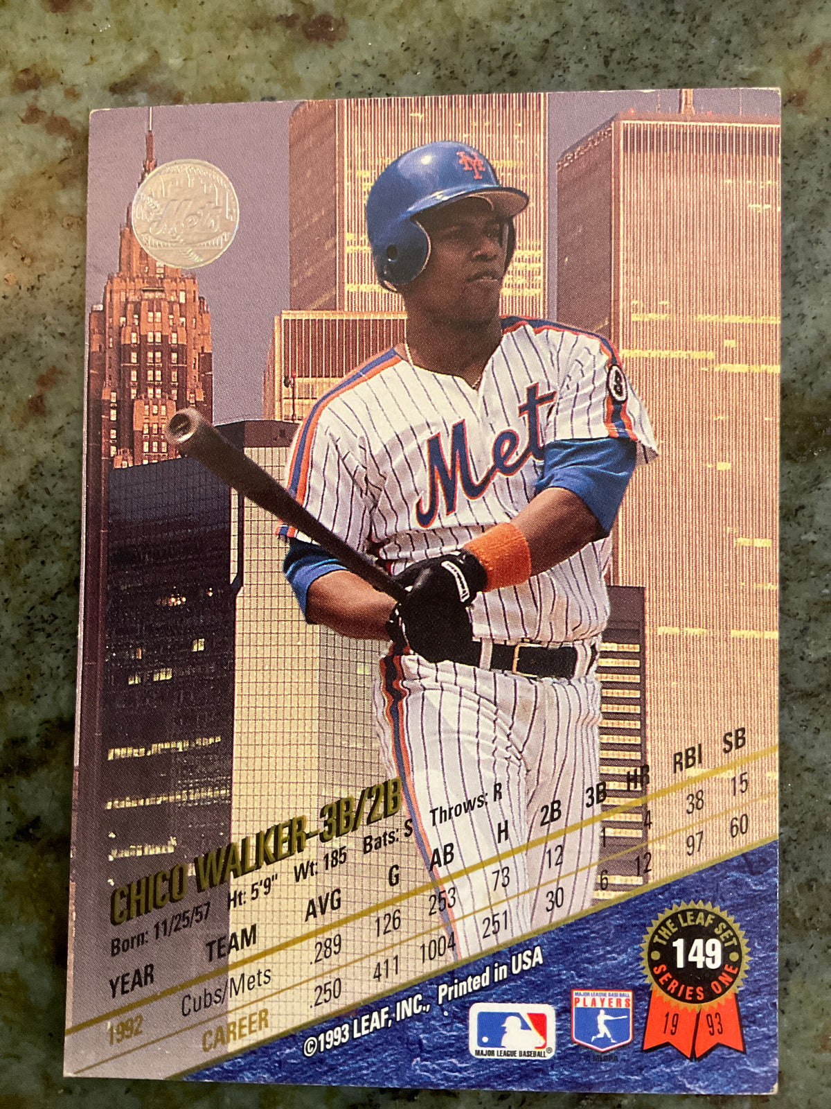 Chico Walker 1993 Leaf Baseball Card