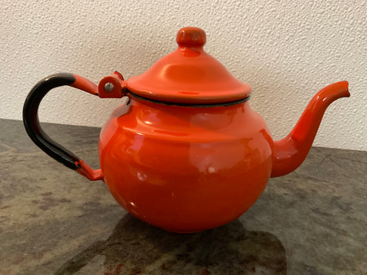 Vintage orange/Black Kettle Teapot