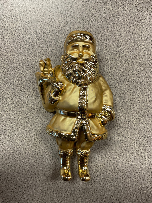 Gold Tone Santa Brooch with Bag of Toys