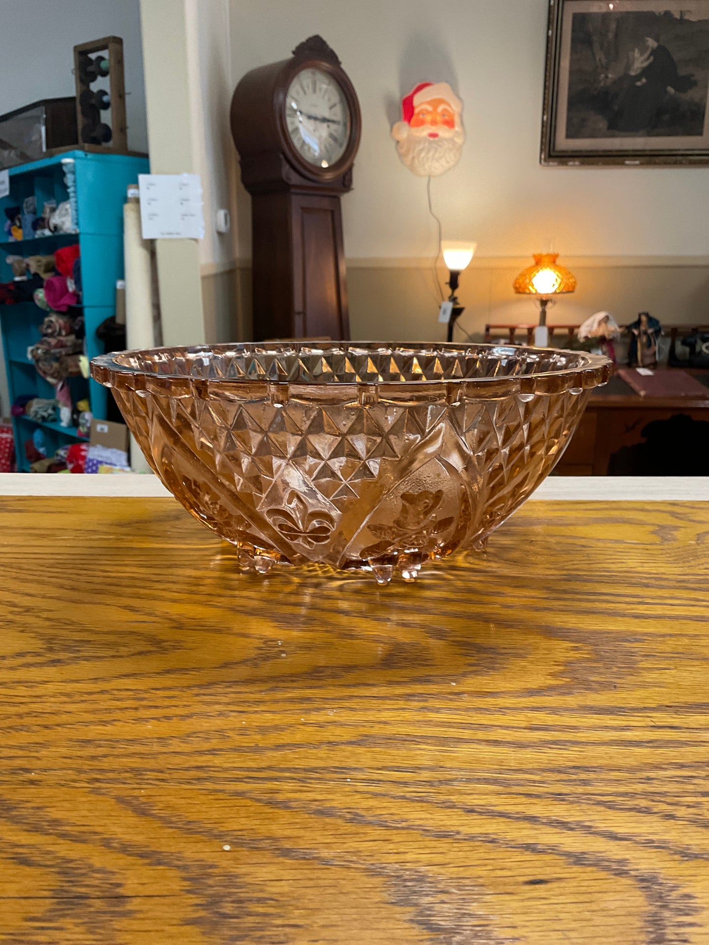 Vintage Large Pink Glass Bowl