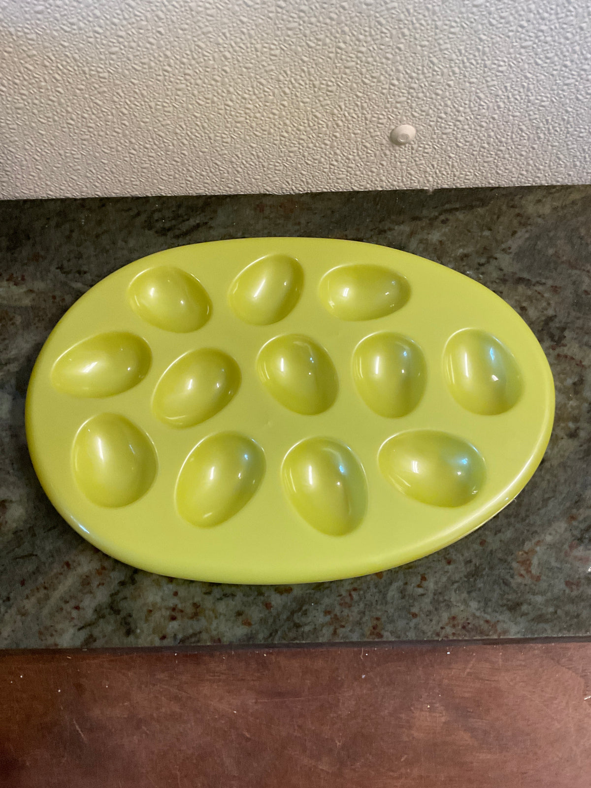 Green Plastic Easter Egg Shaped Deviled Egg Tray