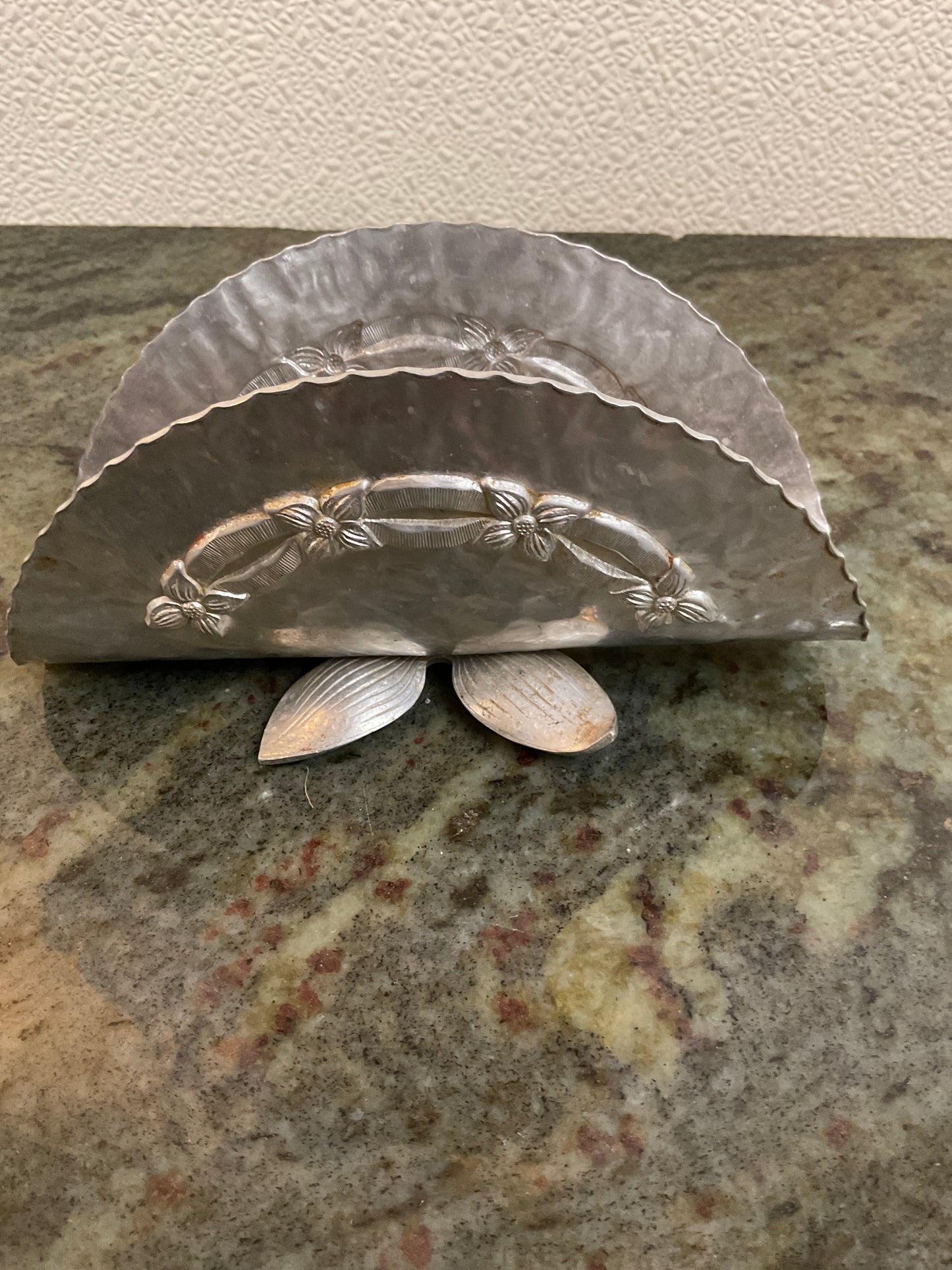 Vintage Hammered Aluminum Napkin Holder