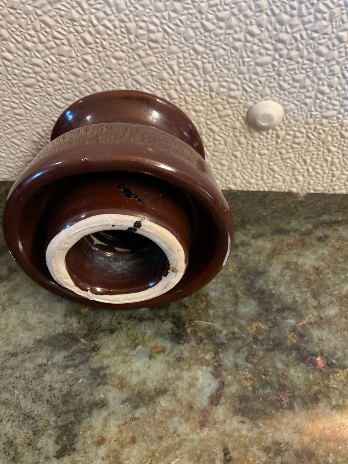 Vintage Brown Ceramic Insultor