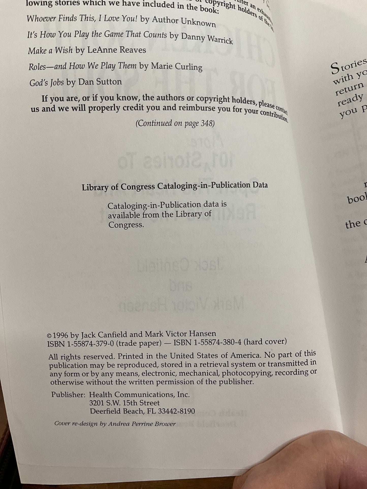 Book ‘Chicken Soup for the Soul 3rd Serving’ 1996