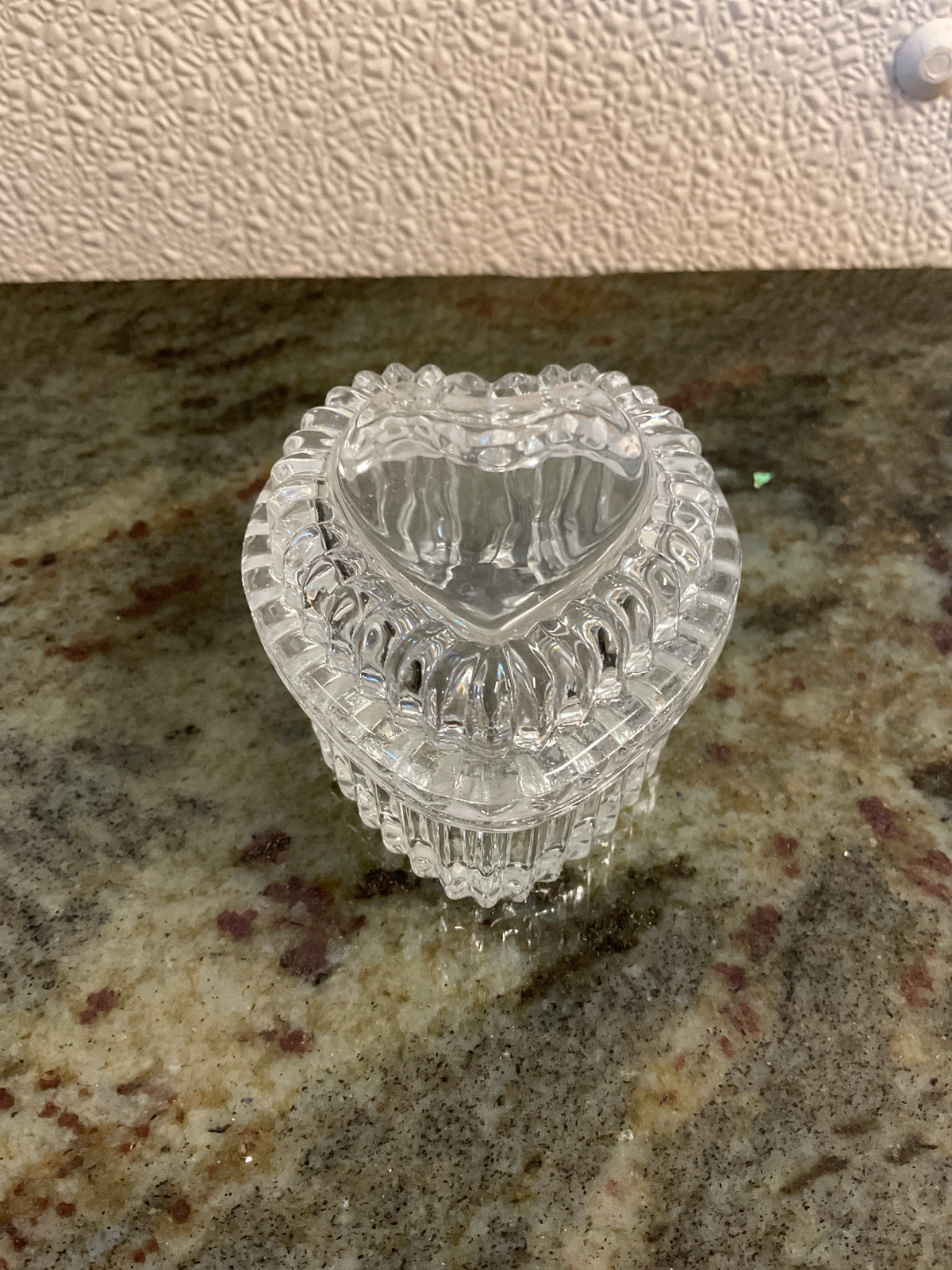 Vintage Homeco Clear Glass Heart Shaped Trinket Dish